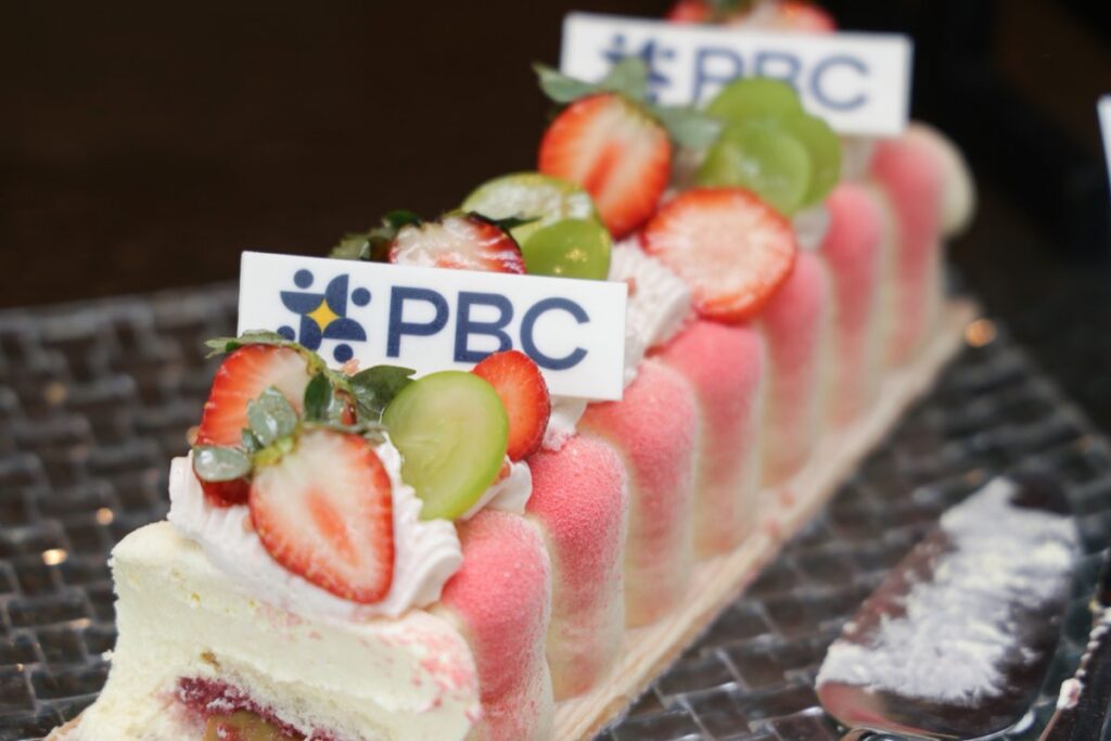 PBC-branded dessert at the Welcome Luncheon