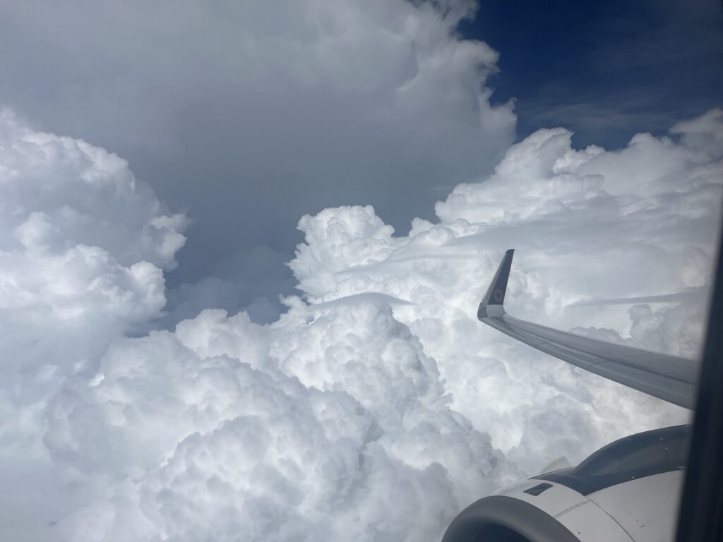 Above the clouds on the way to Hong Kong