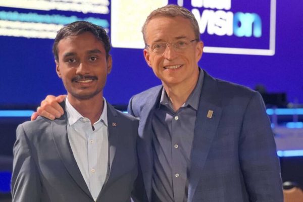 Young Tinker, Rishi was invited to showcase his AI driven product to Pat Gelsinger, CEO, Intel